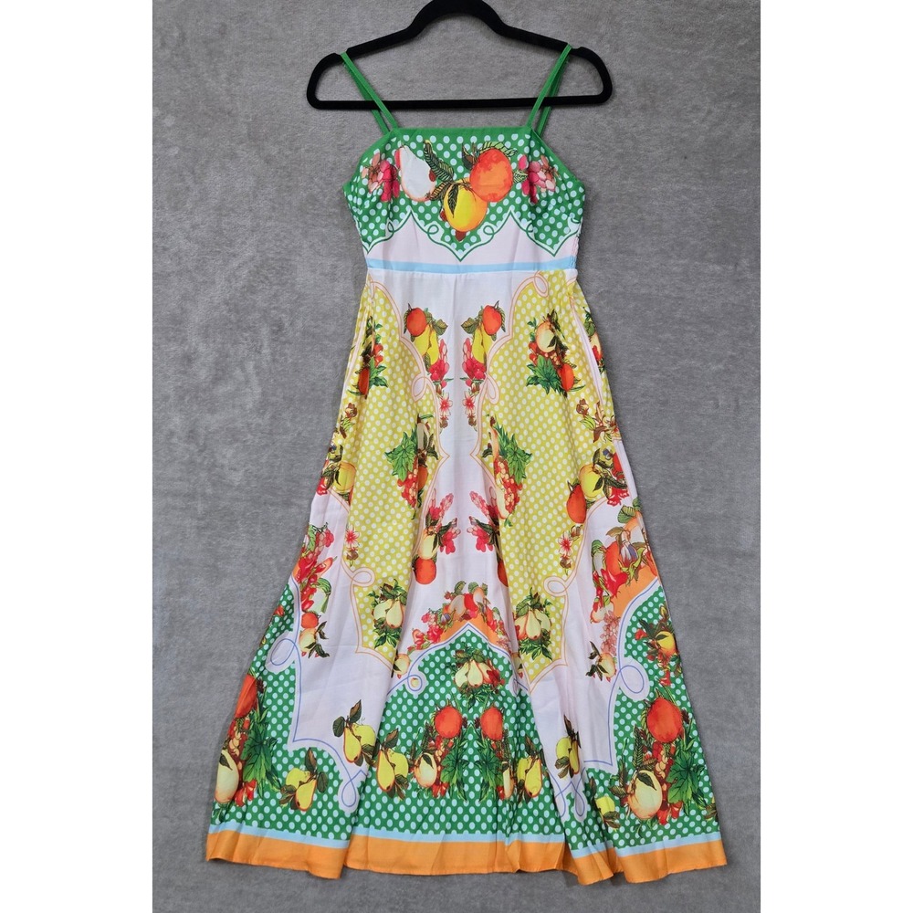Fruit Maxi Dress Small Boho Farmers Market Garden Party Resort Maximalist Resort
